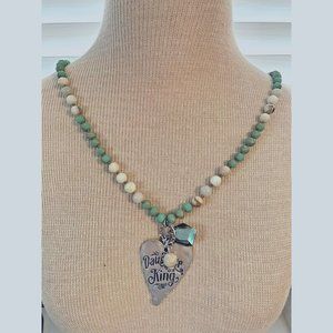 One Faith  “daughter of the King” green necklace